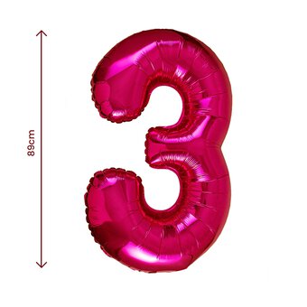 Extra Large Pink Foil Number 3 Balloon