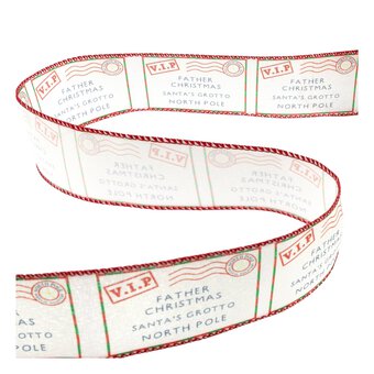 Santa Letter Wire Edge Ribbon 63mm x 3m image number 2