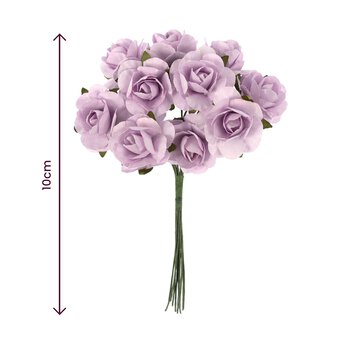 Mini Lilac Open Rose Wired Floral Picks 10 Pack image number 4