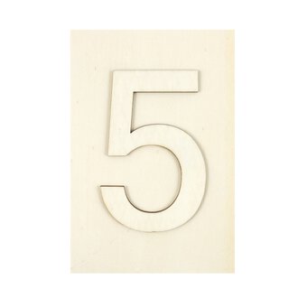 Wooden Number 5 Plaque 10cm x 15cm