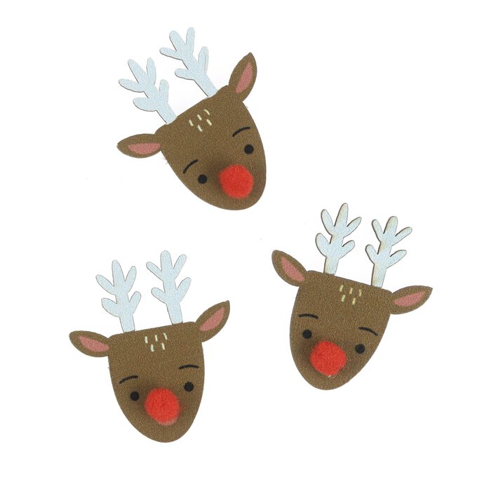 Pom Pom Reindeer Wooden Embellishments 3 Pack image number 1