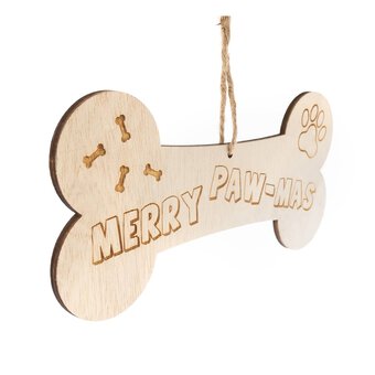 Hanging Wooden Merry Paw-mas Decoration 21.5cm image number 4