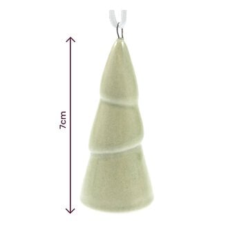 Hanging Glazed Ceramic Green Tree Decoration 7cm image number 4