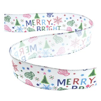 Merry and Bright Wire Edge Ribbon 63mm x 3m