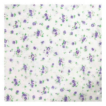 Lilac Floral Polycotton Fabric by the Metre