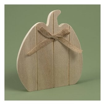 Wooden Pumpkin with Bow 18cm