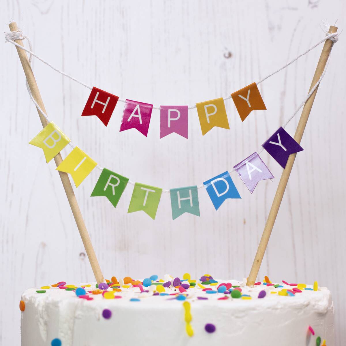 Shop for happy birthday cake bunting banner type cake topper pack of 10 -  Hosur