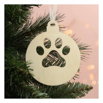 Hanging Wooden Paw Bauble Decoration 12cm