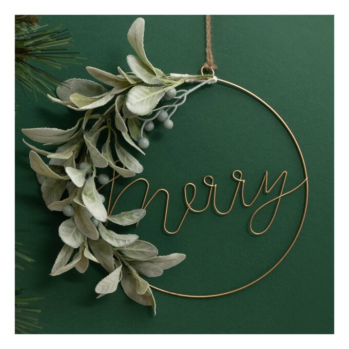 Gold Metal Merry Wreath 40cm image number 1