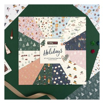 Happy Holidays 12 x 12 Inches Paper Pad 24 Sheets