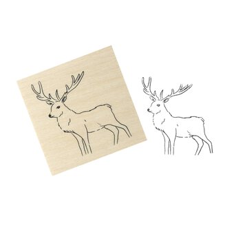 Stag Wooden Stamp 5cm x 5cm