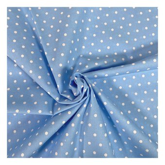 Pale Blue Simple Polka Polycotton Fabric by the Metre