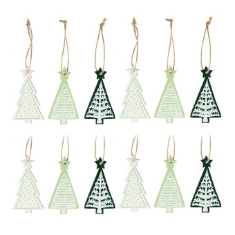 Wooden Christmas Tree Decorations 9cm