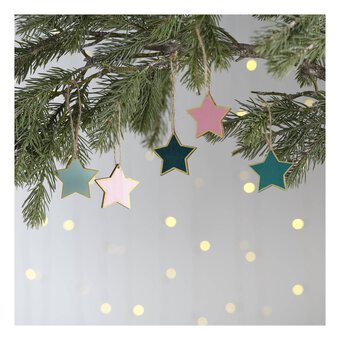 Natural Wood Hanging Stars 5.5cm 10 Pack