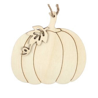 Hanging Wooden Pumpkin Decoration 9.5cm  image number 2