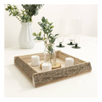 Natural Wash Bark Wooden Tray 25cm x 25cm x 4cm image number 2