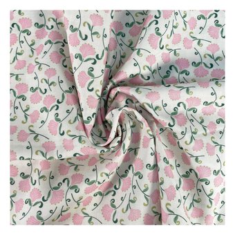 WI Floral Fancy Cream Cotton Fabric by the Metre