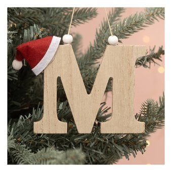 Hanging Wooden Christmas Letter M 9cm