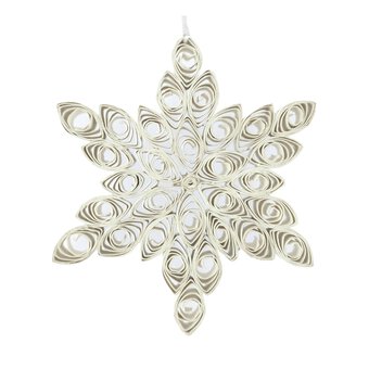 Hanging White Quilled Star Decoration 10cm