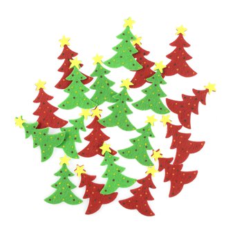 Red and Green Felt Trees 20 Pack