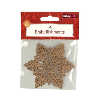 Kraft Laser-Cut Paper Snowflakes 5 Pack  image number 4