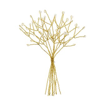 Gold Pearl Branch Wired Embellishments 10 Pack