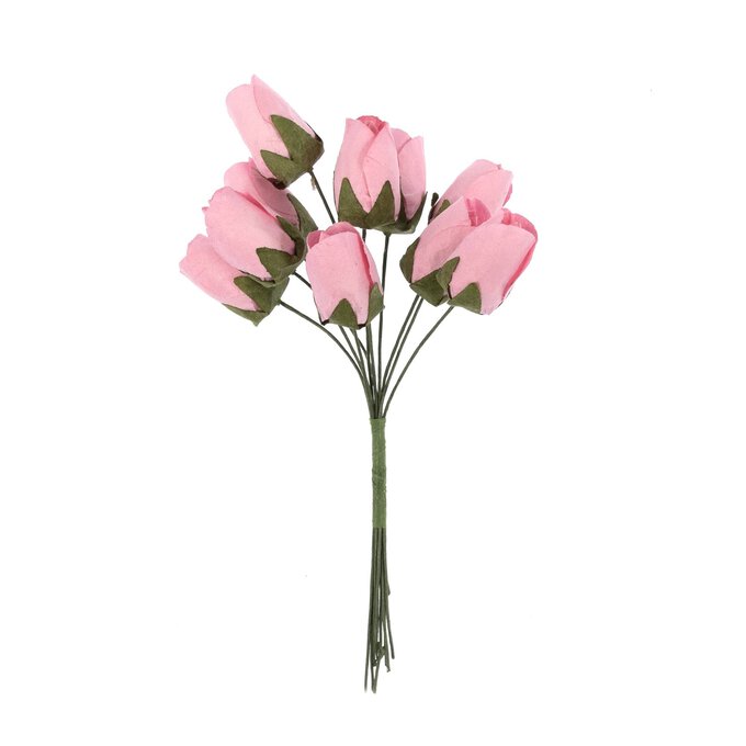 Mini Pink Rose Wired Floral Picks 10 Pack  image number 1