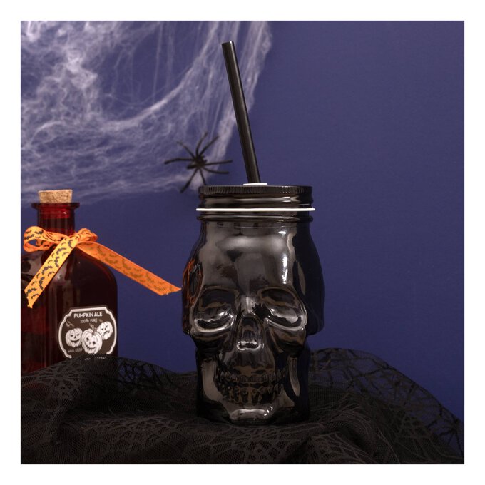 Black Skull Drinking Jar  image number 1