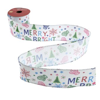 Merry and Bright Wire Edge Ribbon 63mm x 3m