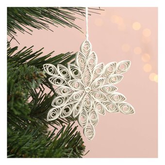 Hanging White Quilled Star Decoration 10cm