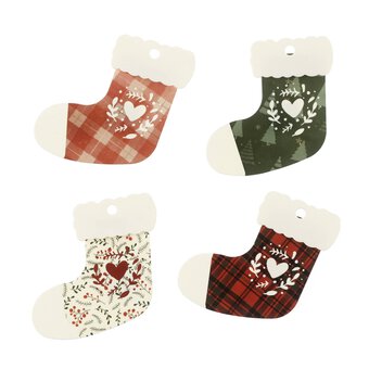Tartan Stocking Card Toppers 4 Pack