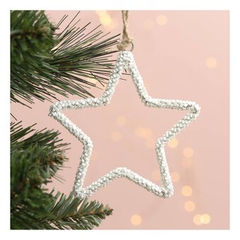 Beaded White Star Decoration 10cm image number 3