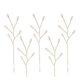 Pink Beaded Branch Wired Picks 5 Pieces