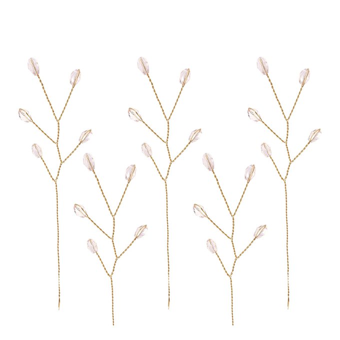 Pink Beaded Branch Wired Picks 5 Pieces image number 1