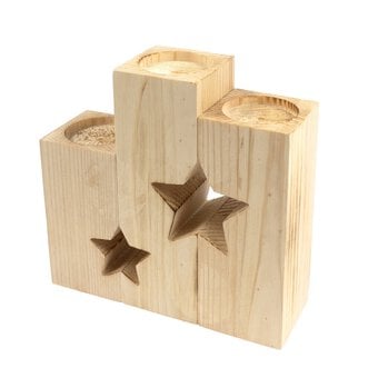 Wooden Star Cut-Out Candle Holder 15cm image number 2