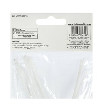 Pre-Waxed Wick Assemblies for Paraffin Wax 120mm 10 Pack image number 5