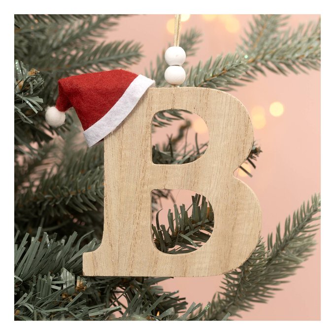 Wooden Hanging Christmas Letter B 9cm image number 1