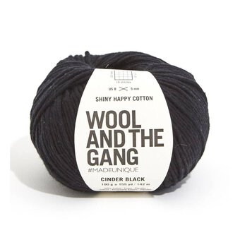 Wool and the Gang Cinder Black Shiny Happy Cotton 100g