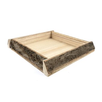 Natural Wash Bark Wooden Tray 25cm x 25cm x 4cm