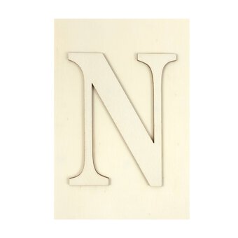 Wooden Letter N Plaque 10cm x 15cm