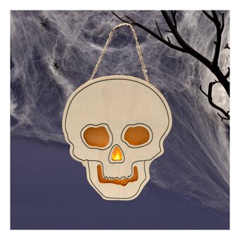 LED Wooden Hanging Skull 15cm