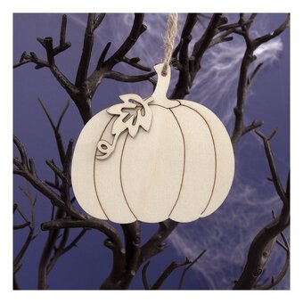 Hanging Wooden Pumpkin Decoration 9.5cm 