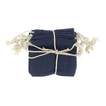Navy Mini Cotton Drawstring Bags 5 Pack  image number 4