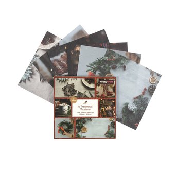 Traditional Christmas Paper Pad 4 x 4 Inches 18 Sheets