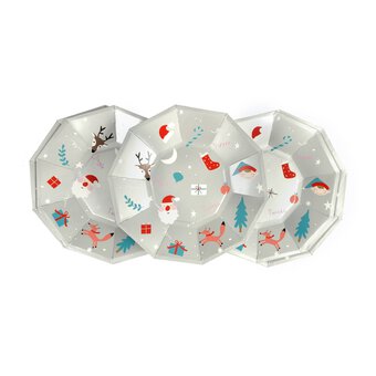 Silver Christmas Plates 8 Pack