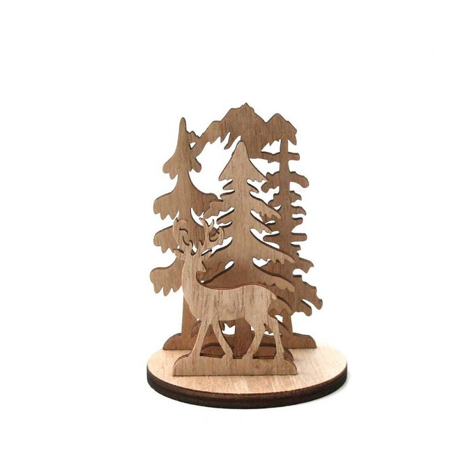 Mini Wooden Reindeer Scene Decoration image number 1