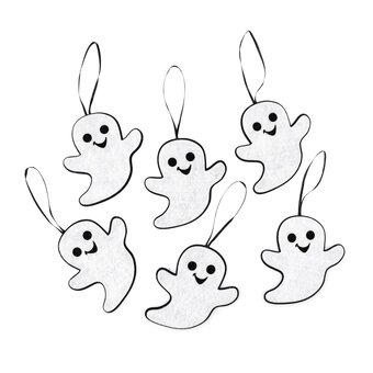 Black and White Felt Ghost Decorations 6 Pack 