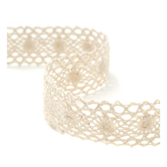 Cream Cotton Lace Ribbon 30mm x 5m image number 1