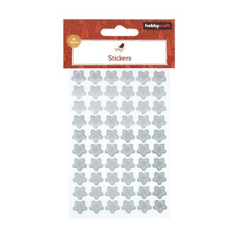 Silver Star Paper Stickers 60 Pack