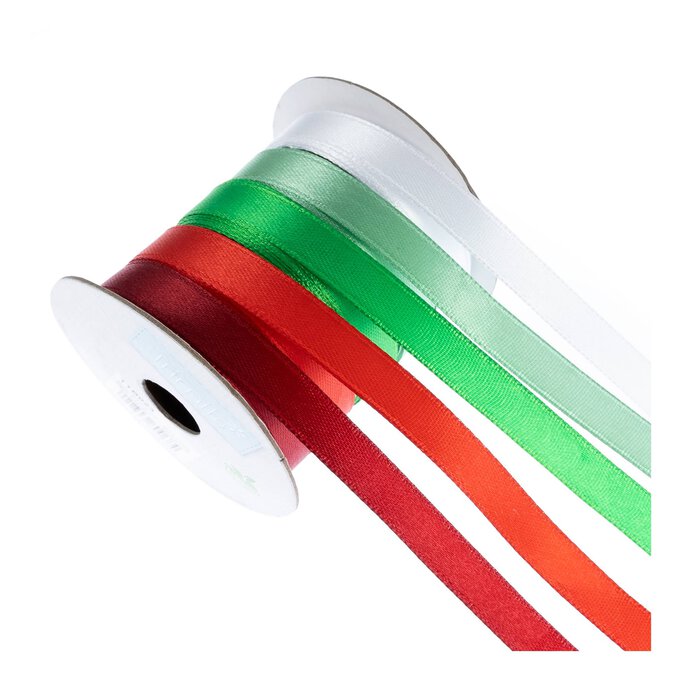 Christmas Satin Ribbons 10mm x 4m 5 Pack image number 1